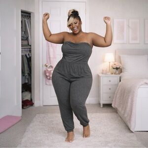 Elegant Charcoal Strapless Jumpsuit